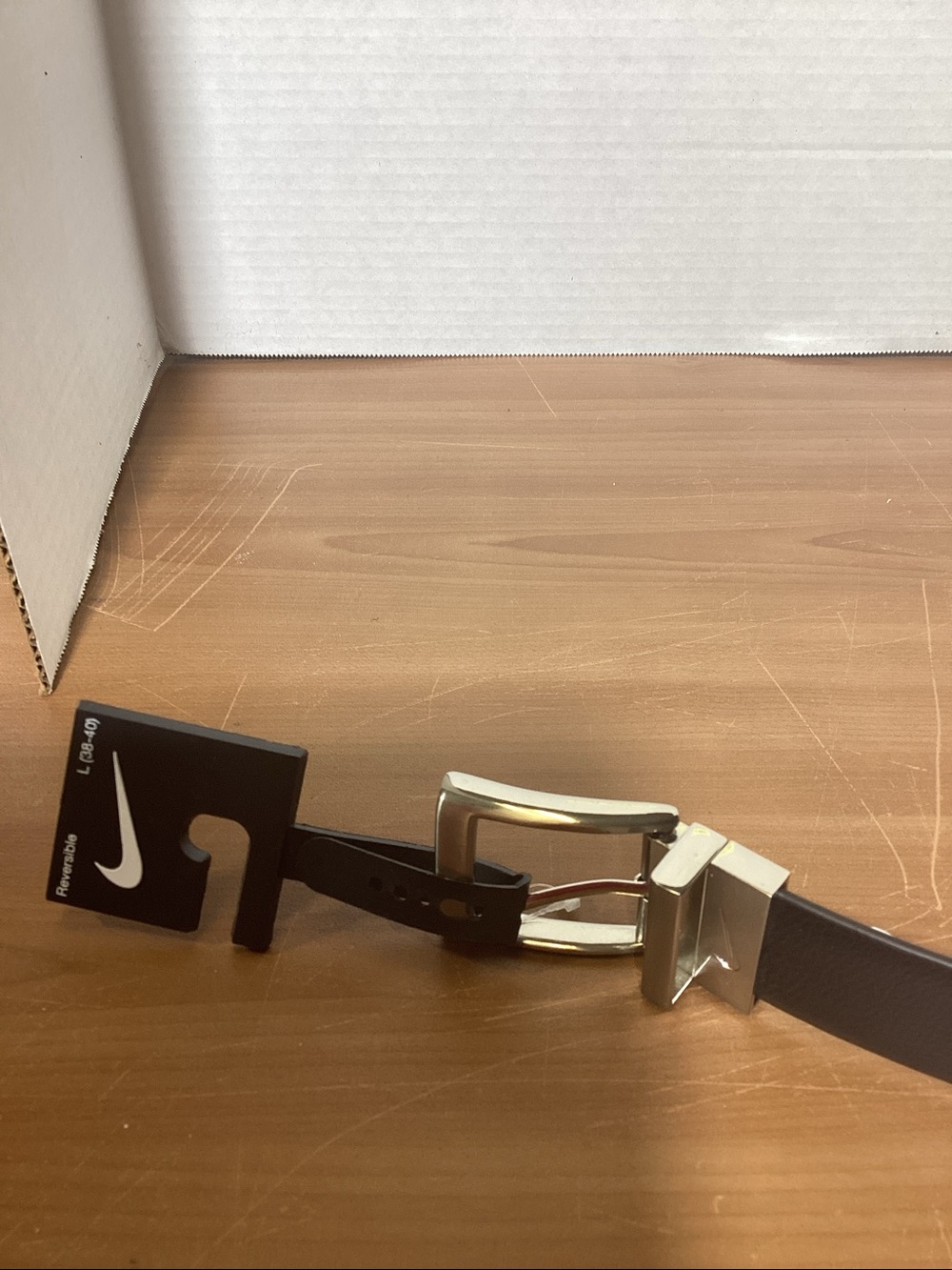 Nike Reversible Black and Brown Men's Leather Belt with Silver Buckle
